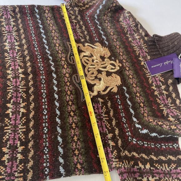 Ralph Lauren Collection Sweater Fair Isle Bullion Crest Cashmere Wool Turtleneck - Picture 13 of 16